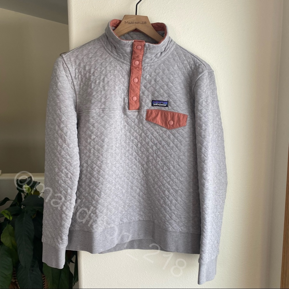 Patagonia Organic Cotton Quilt Snap-T Pullover Sweatshirt Sweater Grey Medium - Picture 9 of 13